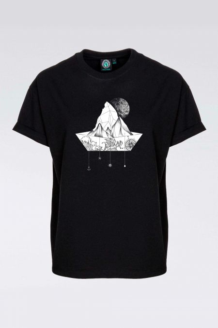NATUREPAPERBOAT - T-shirt Gráfica Reciclada para Mulher em Preto