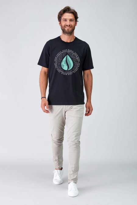 Mantra - T-shirt Gráfica Reciclada em Preto para Homem